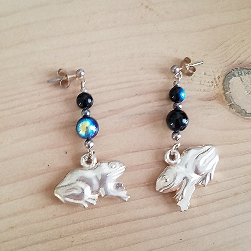 Fun Frog/Toad Post Earrings - Picture 2 of 3